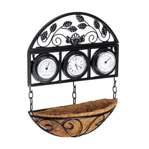 Wetterstation mit blumenschale - wetterstation,