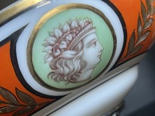 Antike Pokalschale Bronze Porzellan Handbemalt Tafelaufsatz Emaille Goldauflage