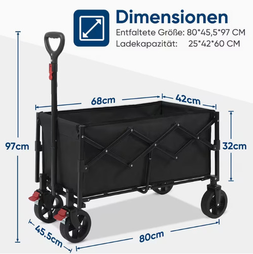 Faltbarer transportwagen 80l - faltbarer,