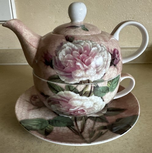 Teekanne mit tasse rosen - teekanne,