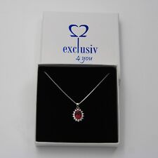 Rubin Edelstein mit Zirkonia Silberschmuck Anhänger Kette Sterlingsilber925