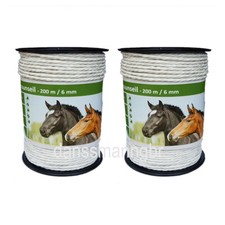 400 Meter Weidezaun Seil 6 mm, 6 Niro,weiss