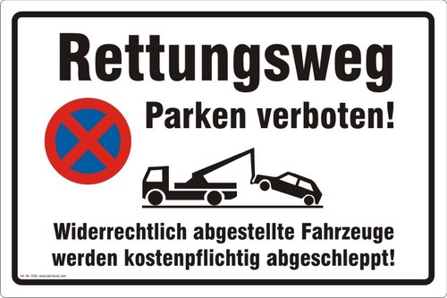 Rettungsweg parken verboten - rettungsweg,