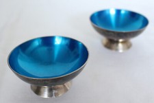 DEKORATIVE ALTE EMAILLIERTE SALIERE AUS DÄNEMARK VERSILBERT! #11214