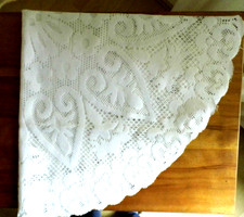 Tischdecke rund weiß florales Muster Ø ca.90 cm