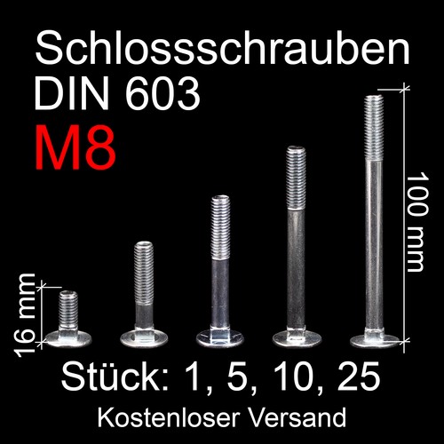 Schlossschrauben verzinkt - schlossschrauben, m8