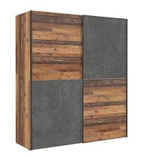 Schwebetürenschrank Kleiderschrank DEDERIK Old Wood Vintage und Beton