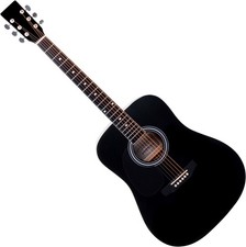 B-WARE Dreadnought Westerngitarre Stahlsaiten Links Left Akustik Gitarre Schwarz