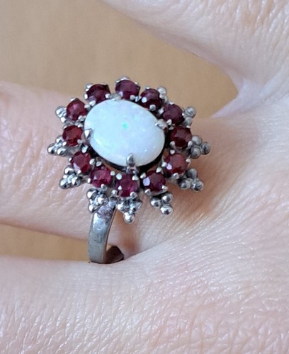 Jugendstil silber ring - ring, opal