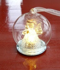 6 leuchtende Weihnachtsbaumkugeln aus Glas mit Engel