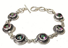 M Y S T I C T O P A S Edelstein HANDGEFERTIGT 925 Sterlingsilber Schmuck Armband