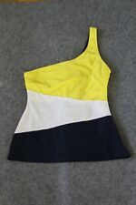 TANKINI OBERTEIL  GRÖSSE 36  VON ESPRIT DUNKELBLAU GELB MIT EINEM TRÄGER