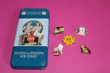 #  5 seltene Coca-Cola Pins plus Metallbox, unbenutzt, sehr gute Qualität, 2001