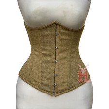 Underbust Corset Beige Cotton Waist Trainer Body Shaper Gothic Korsett