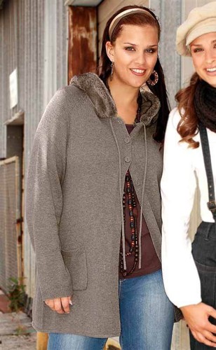 Strickjacke taupe lang