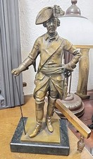 Alte 30cm hohe Bronze  Büste "Alter Fritz" Friedrich der Große auf Marmorsockel 