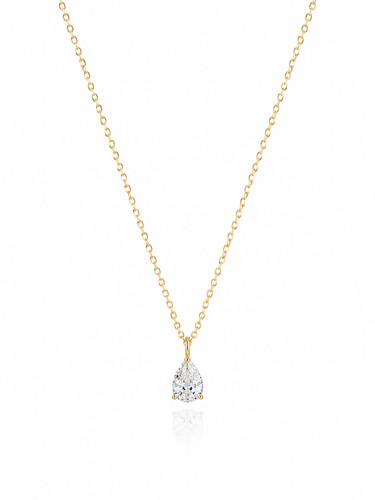 Halskette gold zirkonia stein - halskette,