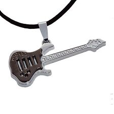 Anhänger Gitarre silber Edelstahl Schmuck Kette Musik Instrument Damen Herren