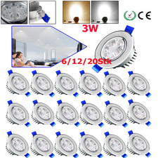 6/12/20x LED Einbauleuchte WarmWeiß 3W Einbauspot CE Einbauleuchte Decken-Spots