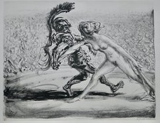 A. (Andreas) Paul Weber, Original Lithographie 1953, signiert, Mars und Venus