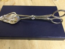 Gebäckzange, ziseliert, Silverplate 22 cm lang