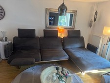 Moderne Couch / Sofa in Wildleder-Optik (Mikrofaser, dunkelgrau)