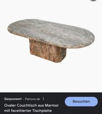 Massiver Marmor Couchtisch Oval 140cm x 80cm Mehrfarbig bestehend aus 2 Teilen