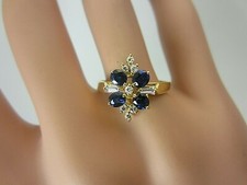 Neu 14k Gelbgold Blauer Saphir