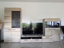 Wohnwand Sonoma Eiche 4 teilige Schrankwand Wohnzimmer Schrank TV Board Vitrine 