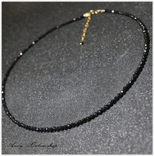 Damen Halskette Perlenkette Schwarz Feine Kette Kettchen Gothic Geschenk