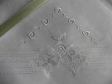 2 Überschlaglaken Baumwolle feine Weißstickerei 50/60er J...NEU