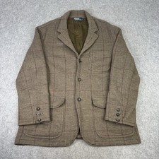Polo Ralph Lauren Blazer Herren Large Grün Kariert Fischgrät Tweed Wolljacke