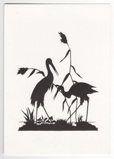 AK  Scherenschnitt, 2 Kraniche