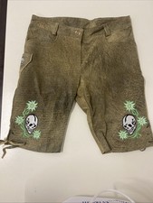 ANGERMAIER Damen- Trachtenhose / Trachten LEDERHOSE Gr. 36 Edelweiß & Totenkopf