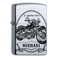 Zippo Benzinfeuerzeug mit Gravur Motorrad personalisiert mit Name Biker Geschenk
