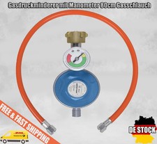 80cm Gasschlauch + Gasdruckminderer mit Manometer 50 mbar für Gasgrill Gaskocher