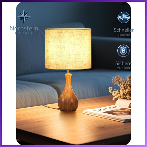 Nachttischlampe holz beige - nachttischlampe,