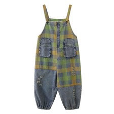 Damen Kariert Distressed Denim