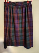 Damen Herbst Winter Vintage Rock Kariert 7 messing Knöpfe Vorn Wolle 40/42