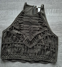 Häkel Crop Top von H&M khaki