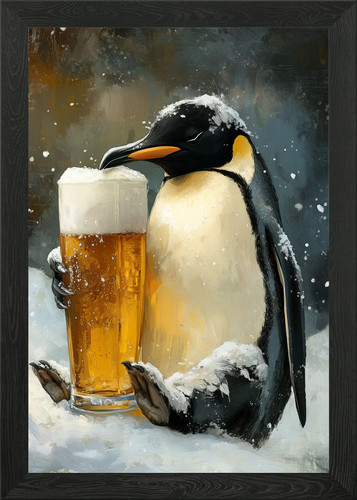 Pinguin mit bierglas schnee - pinguin,