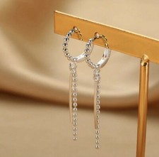 Creolen Lange Ohrhänger  Silber 925 Damen Ohrringe