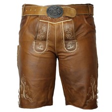 Herren Lederhose Vincent braun antik kurz Trachtenhose Gürtel MS-Trachten
