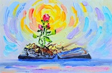 Buch und die Blume Ölmalerei