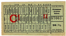 Eisenbahn / Straßenbahnfahrkarte: Deutschland, Wiesbadener Strassenbanen, 20pfg