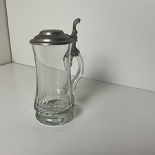 Glas Maßkrug mit Zinndeckel 0