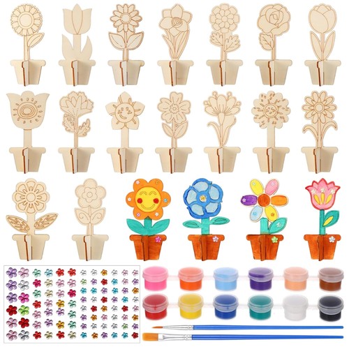Holzblumen set basteln kinder - basteln,
