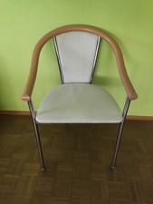 4 Esszimmerstühle mit Armlehnen in Buche / Metall, Stoffbezug Beige