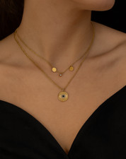 Nazar Anhänger silberfarben Edelstahl Halskette Kette blaues Auge Glücksbringer