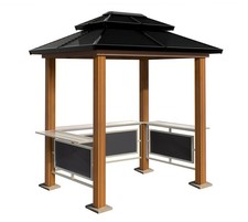 Grillpavillon Maui Aluminium Holzoptik 158x249x278 cm Stahl Dach Sojag